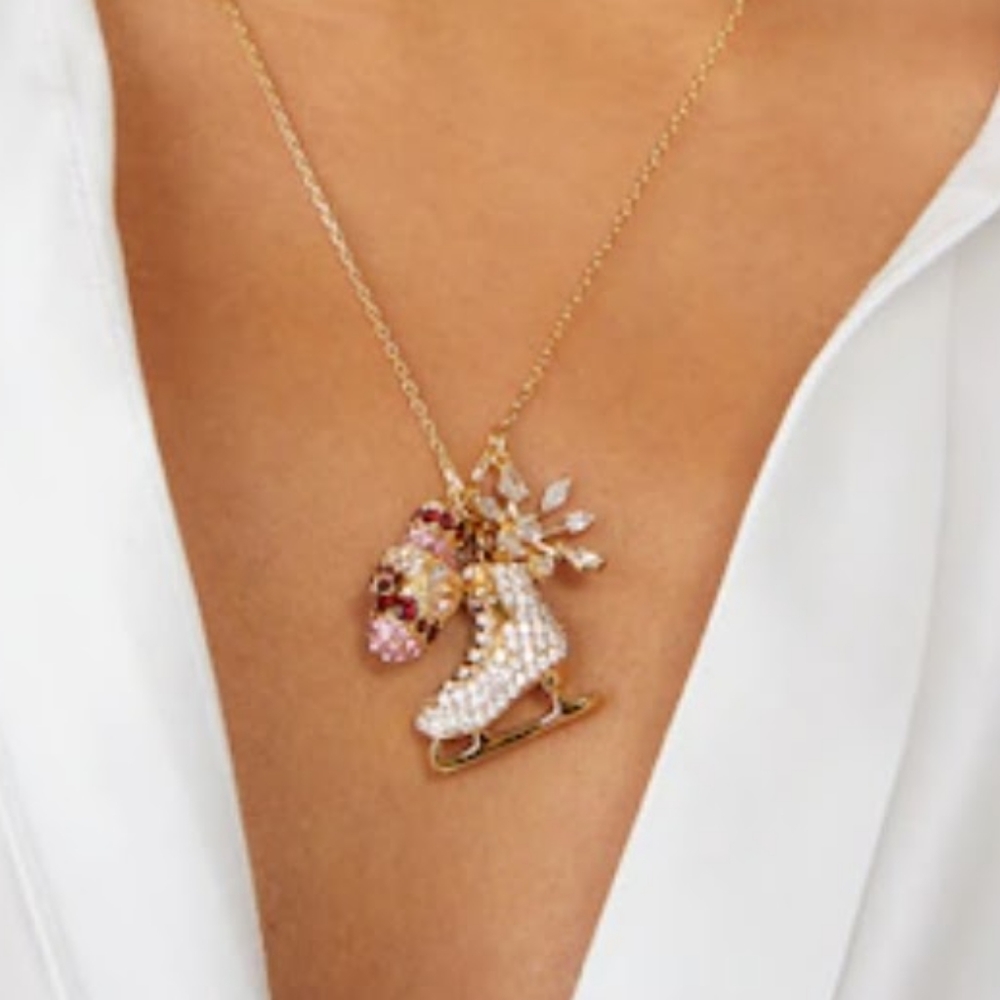 Kate Spade Snow Day Ice Skate Necklace NWT